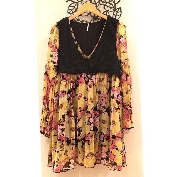 Free People Alice Vested Black Combo Floral Dress - Picture 6 of 10